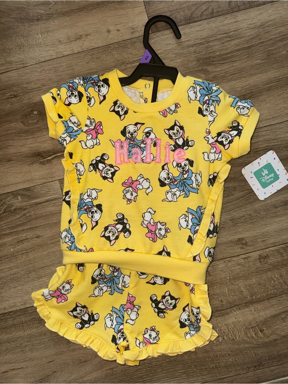 Disney Yellow Puppy Print 'Hallie' Two-Piece Pajama Set